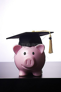 粉色的帽子背景图片_戴着大学帽戴着鸭舌帽的存钱罐