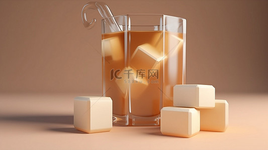 夏季冰茶背景图片_奶茶茶饮饮品方块