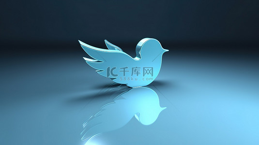 负背景图片_带有负空间的简化 3D Twitter 徽标