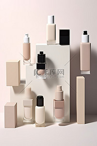 盒子里背景图片_一系列白色盒子里的化妆品