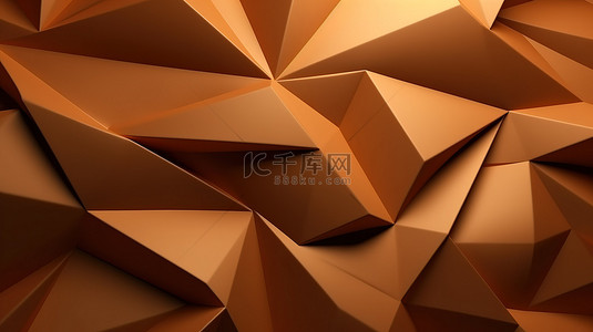 3d 渲染的棕色几何背景浮雕