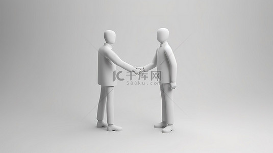 3D 渲染两只手在商业交易中握手