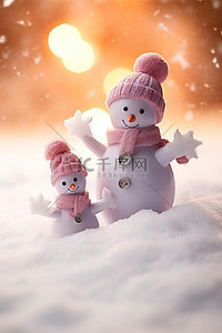 着手背景图片_几个戴着手套手里拿着雪花的小雪人