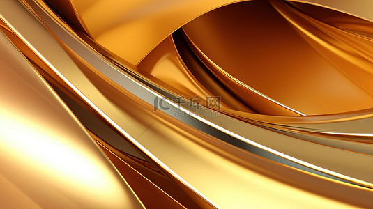 具有抽象金色金属背景的简约 3D 渲染