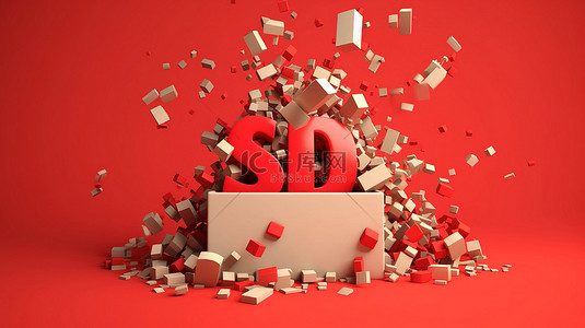 拆盒背景图片_大减价拆箱，铭文的 3D 渲染从礼品盒中跳出