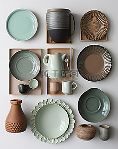 柔和色调的陶瓷餐具系列