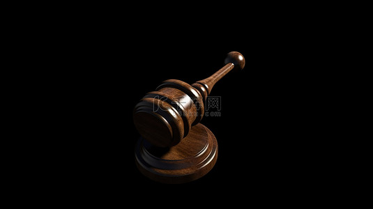 法院开庭背景图片_用于判断目的的深色背景上的木槌的 3D 渲染