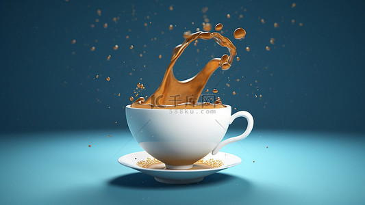 液体咖啡背景图片_咖啡饮品热饮飞溅杯子