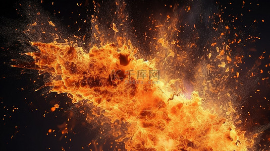 3d粒子动画背景图片_向上飙升的火热火花 3D 渲染发光的橙色煤炭和燃烧的灰烬颗粒