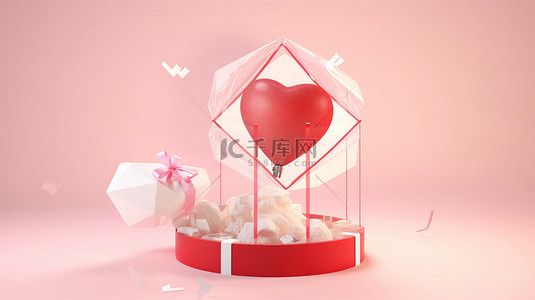 恋爱海报背景图片_情人节 3d 水晶地球仪横幅与礼物