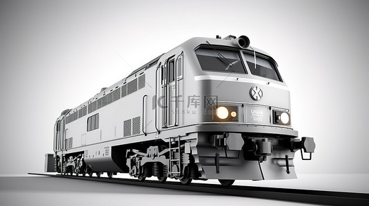 灰色当代柴油铁路机车的时尚 3D 渲染