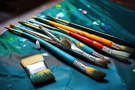 不同的画家用不同的颜色画笔