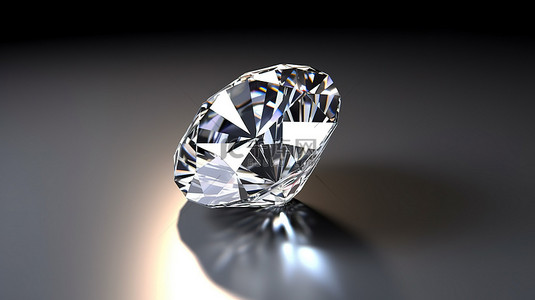 灰色背景上闪闪发光的钻石的 3D 渲染