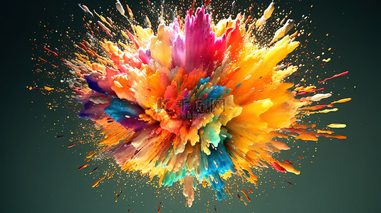 色彩爆炸背景背景图片_充满活力的色彩爆发 3D 渲染抽象插图
