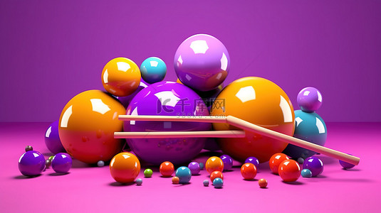 紫色背景音乐背景图片_3d 创建的紫色背景上充满活力的打击乐器