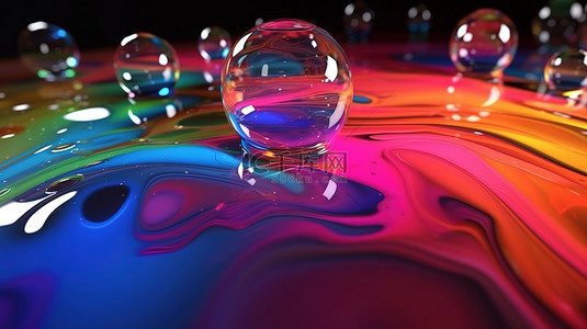 在具有抽象色差的 3D 液体玻璃中呈现的背景