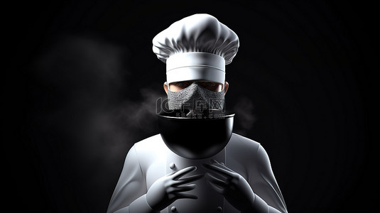 医疗中背景图片_令人惊叹的 3D 插图中的蒙面厨师