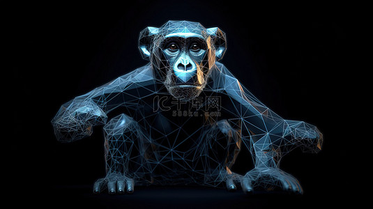 3D 多边形渲染中的黑色孤立线框猴子