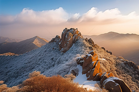 中国北海县的冬季山景