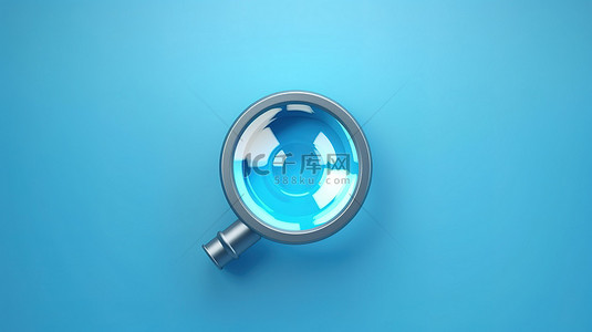 蓝色界面背景图片_蓝色背景网络搜索引擎概念，具有 3D 渲染最小设计搜索栏和放大器