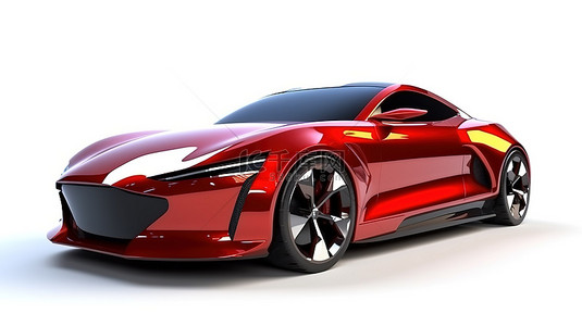 红色车展背景图片_白色背景红色高级运动轿跑车概念车的 3D 渲染