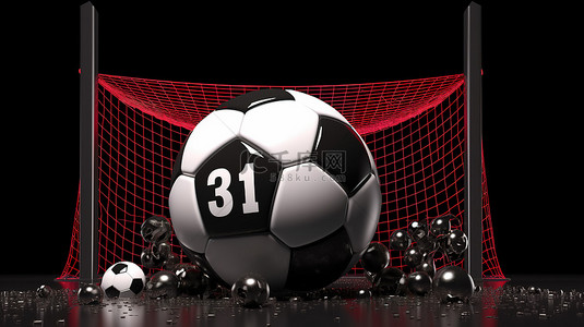 金戈戈logo背景图片_胜利派对用 3D 插图中的黑球庆祝得分