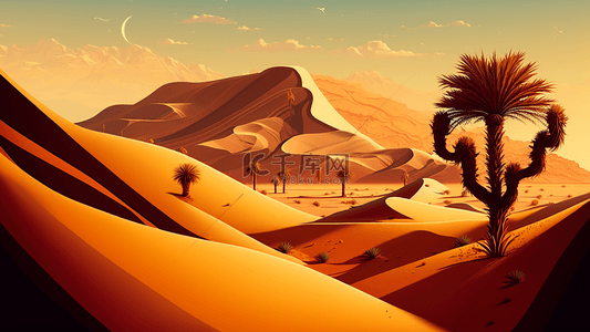 西北民居背景图片_沙漠美丽沙丘背景