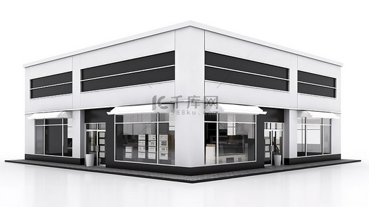 小型店铺背景图片_商店建筑的孤立白色 3D 渲染