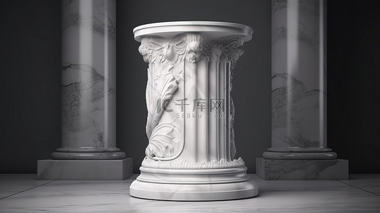 大理永平黄焖鸡背景图片_1 创意产品展示古代大理石柱的 3d 渲染