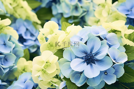 夏天植物花朵背景图片_花园里几朵蓝色花朵的特写
