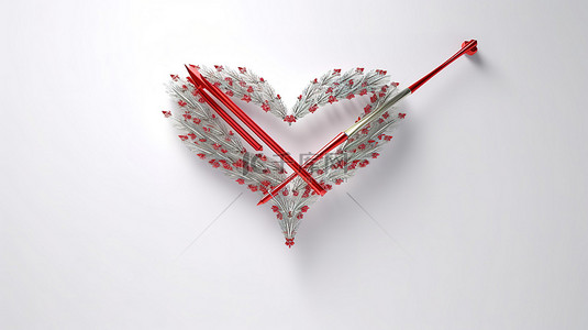 爱情丘比特之箭背景图片_在 3d 中隔离在白色背景上的丘比特之心箭