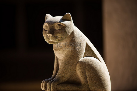 坐着的老虎背景图片_一个石头雕像，上面坐着一只猫