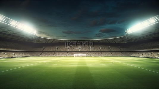 足球场背景增强了体育场的 3D 渲染