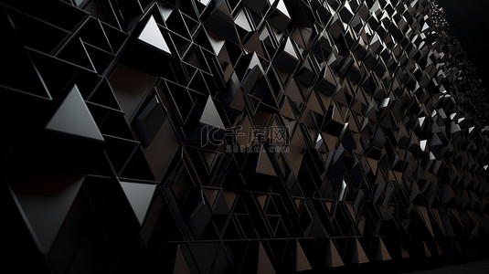 花金属背景图片_在 3d 中的抽象黑色三角形背景