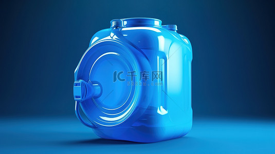 加仑背景图片_蓝色背景上空蓝色塑料加仑包的 3D 渲染