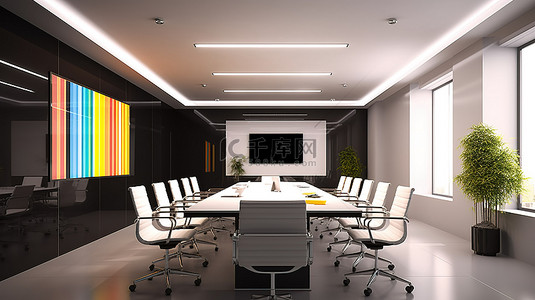 讨论工作背景图片_办公环境中的插图 3D 会议空间