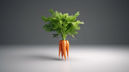 蔬菜標誌背景图片_胡萝卜的真实 3D 插图与灰色背景下隔离的玻璃设计元素