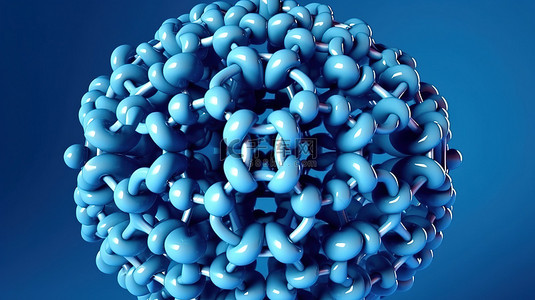 循环再利用背景图片_蓝色背景，具有独特图案的 3D 球形多边形循环和立方体