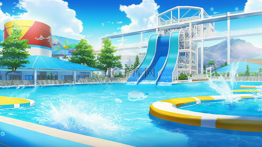 热夏季背景图片_夏季水上娱乐泳池