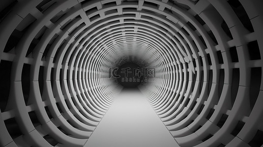 3d 渲染中带灰色球体圆的现代隧道墙