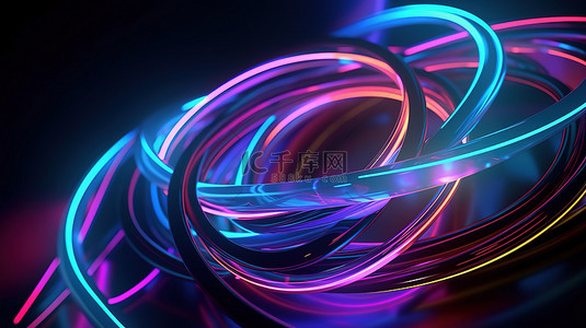 浅蓝科技背景图片_以 3d 呈现的抽象霓虹灯背景设计