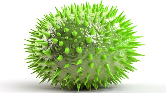 绿色病毒背景图片_在白色 3d 渲染的绿色病毒上分离