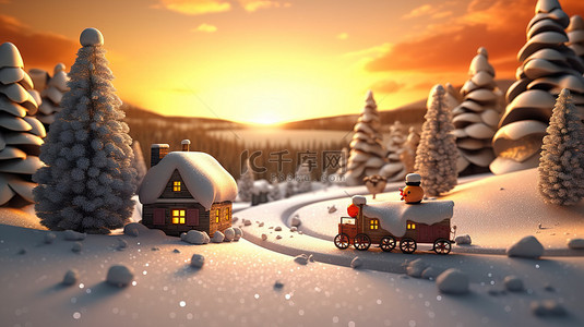 埃尔背景图片_喜庆的 3D 圣诞景观