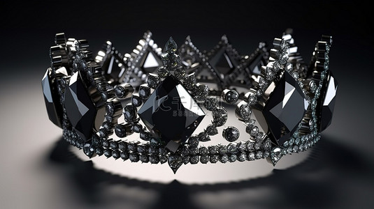 黑钻石背景图片_令人惊叹的 3D 渲染公主黑钻石宝石