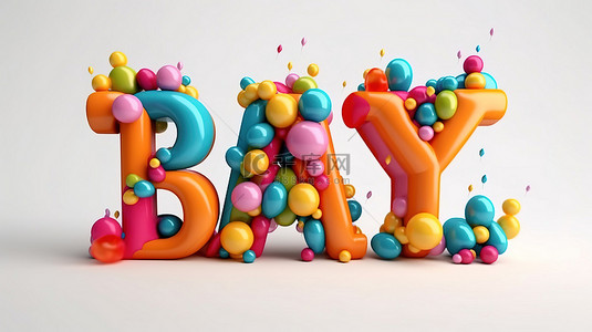 可爱的生日快乐背景图片_白色背景下的 3D 橡皮泥刻字可爱的生日祝福