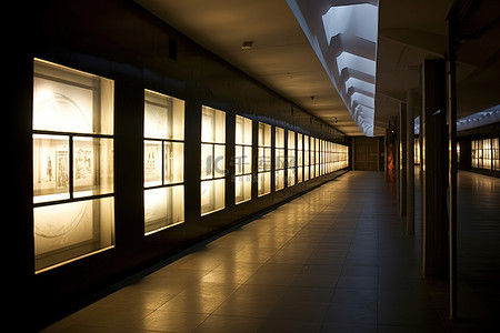 企业背文化景墙背景图片_附近有一个有许多大窗户的走廊