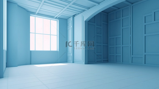 蓝色表格背景图片_蓝色工作室房间，带复制空间，非常适合产品展示或网站横幅3d 渲染