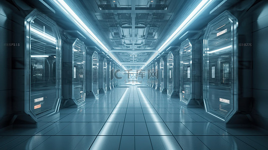 .霓虹背景图片_以 3d 呈现的抽象未来派走廊