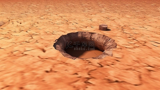 沙漠背景背景图片_荒凉的化石遗址干燥无生命挖掘场的 3D 插图
