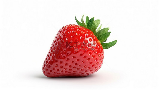 鲜红色白色背景隔离草莓的生动 3D 渲染